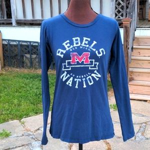 Blue 84 Navy Crew Neck Long Sleeve Rebels Nation Fitted Ladies TShirt